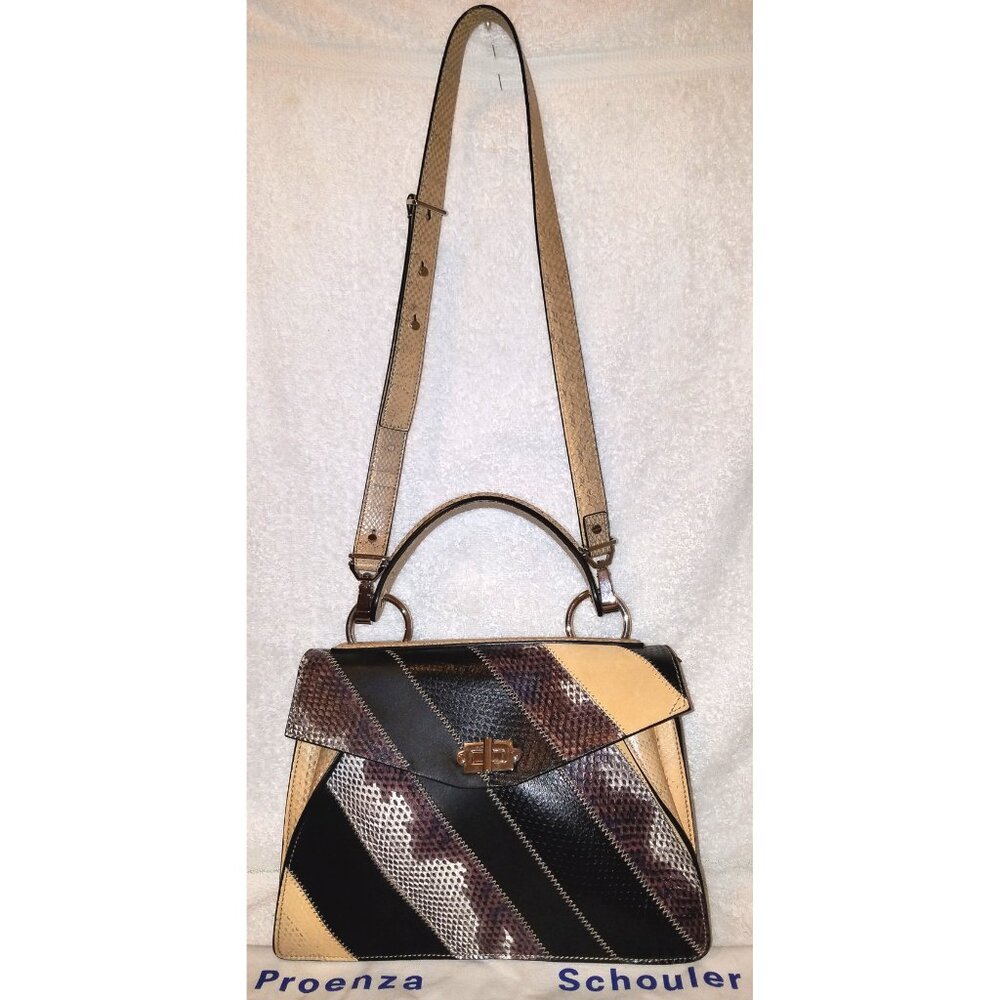 PROENZA SCHOULER NWT GENUINE PYTHON & SUEDE CONVERTIBLE CROSS BODY HANDBAG